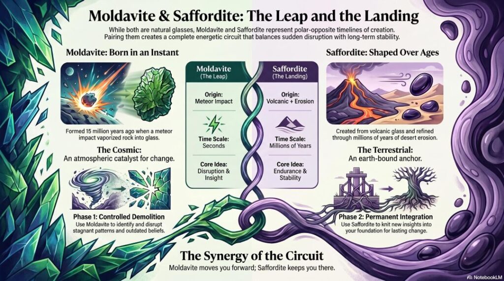 Saffordite vs Moldavite Tektite